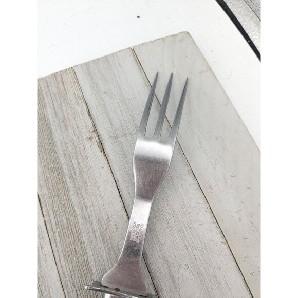 Vintage Stanhome 3 Prong Meat Fork Stainless Brown Handle - Picture 5 of 9